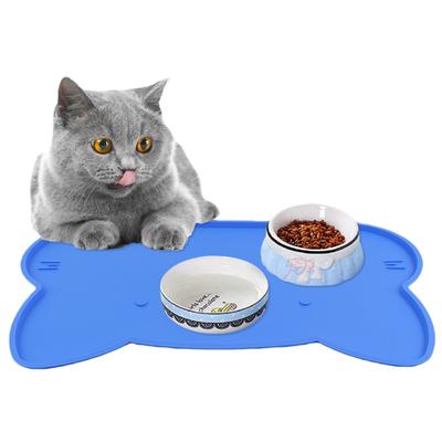 Food Grade Silicone Pet Feeding Mat Waterproof Non-slip Cat Food Mat Raised Edge Bowl Pad for Cats Dogs