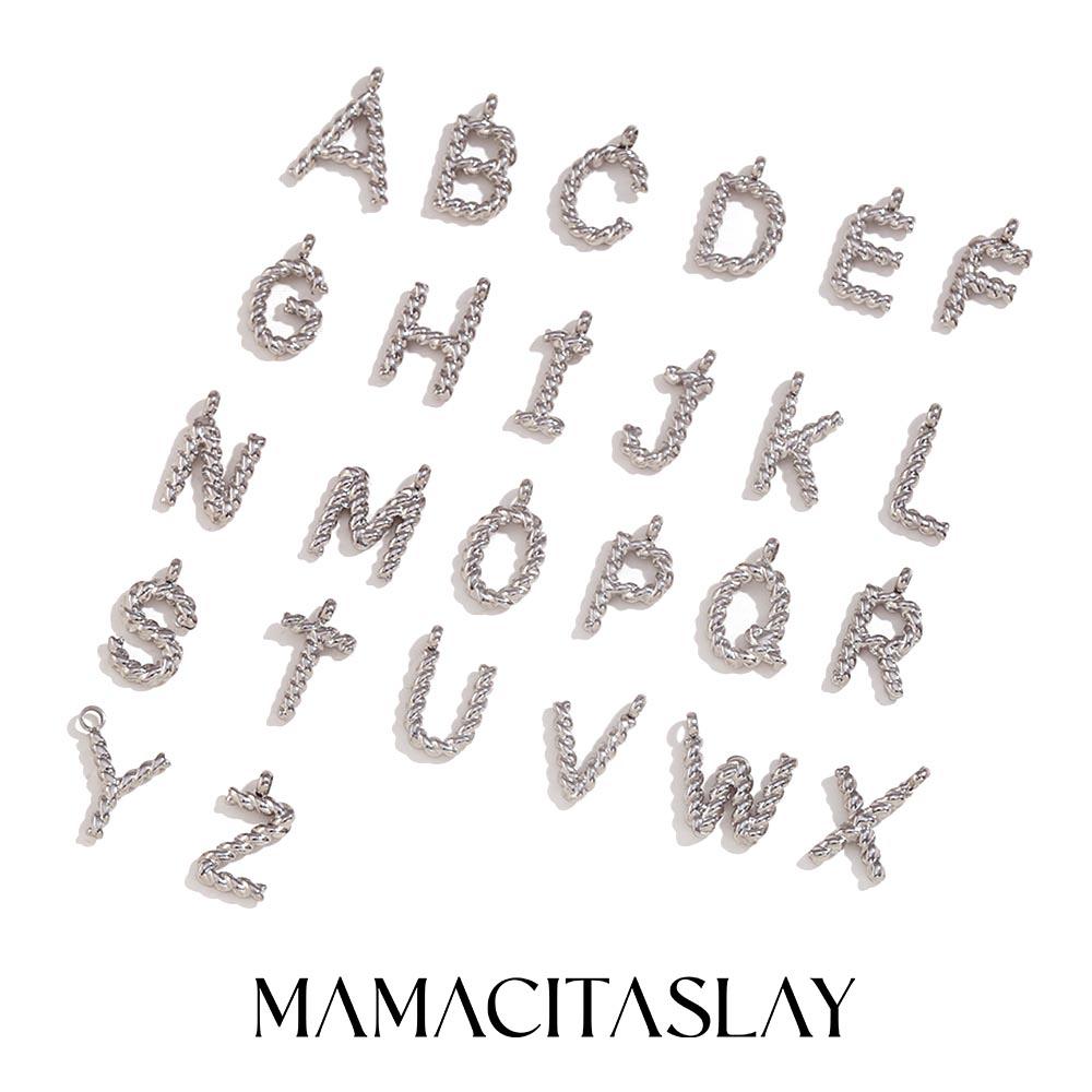 MamacitaSlay 316L Stainless Steel Mini Twisted 26 Initial Letters Charms DIY Necklace Bracelet Earrings Silver Color Accessories
