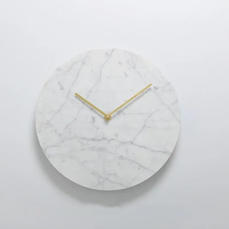 Nordic Large Wall Clock Modern Design Natural Marble Clocks Home Decor for Living Room Luxury Silent Watches Bedroom DecorM5Q1K1