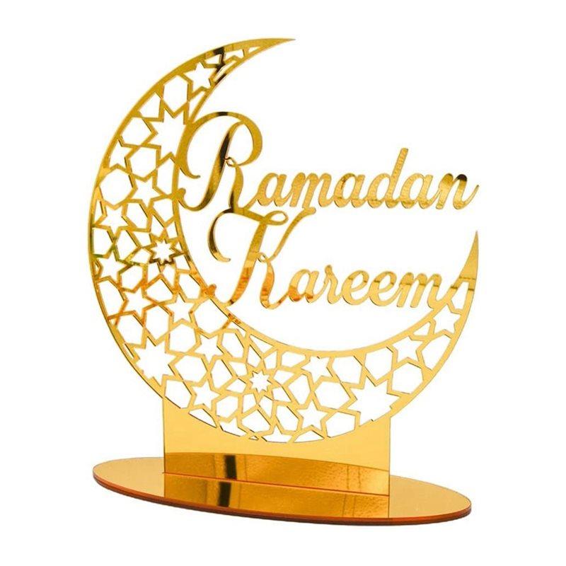 2Pcs Acrylic Eid Mubarak Table Decoration, Ramadan Moon Night Light, Ramadan Mubarak Decoration, Moon Star Ramadan