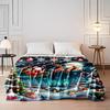 Christmas Santa Sleigh with Reindeer Design Flannel blanket for bedroom, living room, sofa, and nap sofas.