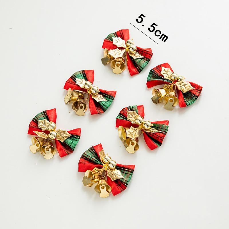 10pcs Christmas Bow With Bell Mini Xmas Tree Bowknot Pendant Ornaments For Home Decoration 2025 Navidad New Year Party DIY Gifts