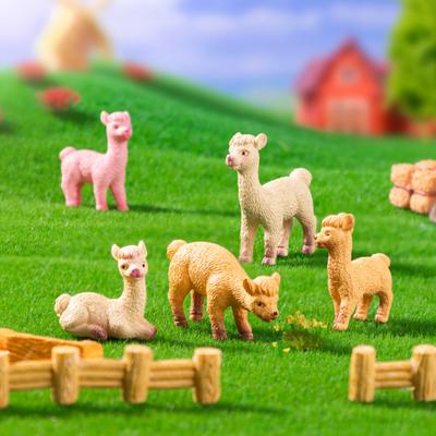 5 Pcs Alpaca Miniatures Mini Alpaca Figurines Collectible Miniature Animal Statues for Fairy Garden Micro Landscape DIY Craft