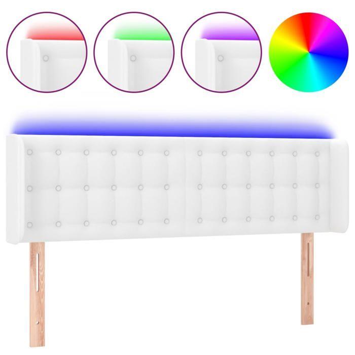 VidaXL Tête de Lit à LED Meuble de Chambre à Coucher Accessoire de Lit Double Tête de Cadre de Lit Intérieur Blanc 3123327