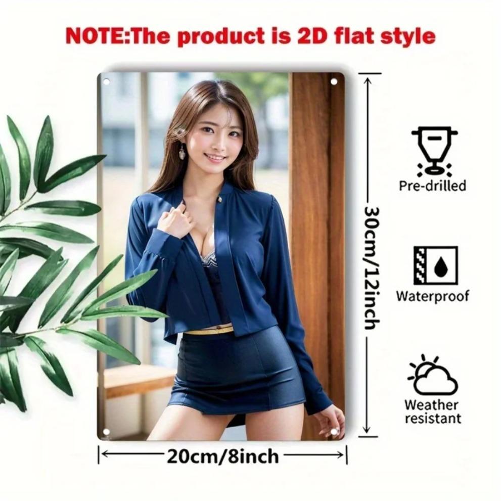 Korean Navy Blue Blouse Metal Wall ArtIron Modern Home DecorElegant Poster for Cafe Office