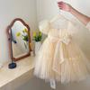 Dress Girls Princess Birthday Party Bow Summer Skirt Baby Girl's Bubble Sleeve Mesh Sequin Sweet Cute