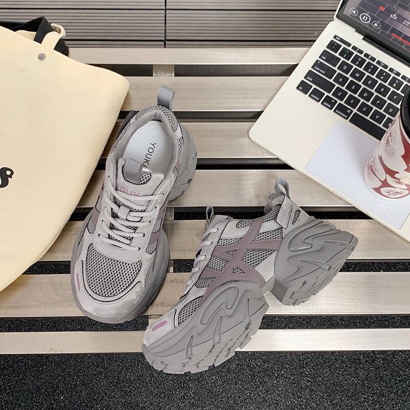 

European station thick-soled heightening dad shoes women s 2025 autumn new comfortable mesh breathable versatile casual sports shoes 35