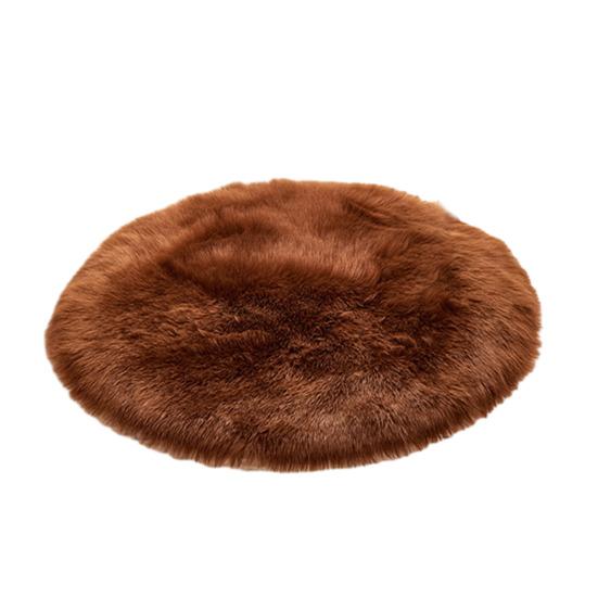 Furry Round Floor Mat Plush Soft Bedroom Rug Solid Color Machine Washable Fluffy Area Rug for Kids Rooms Nursery Living Room
