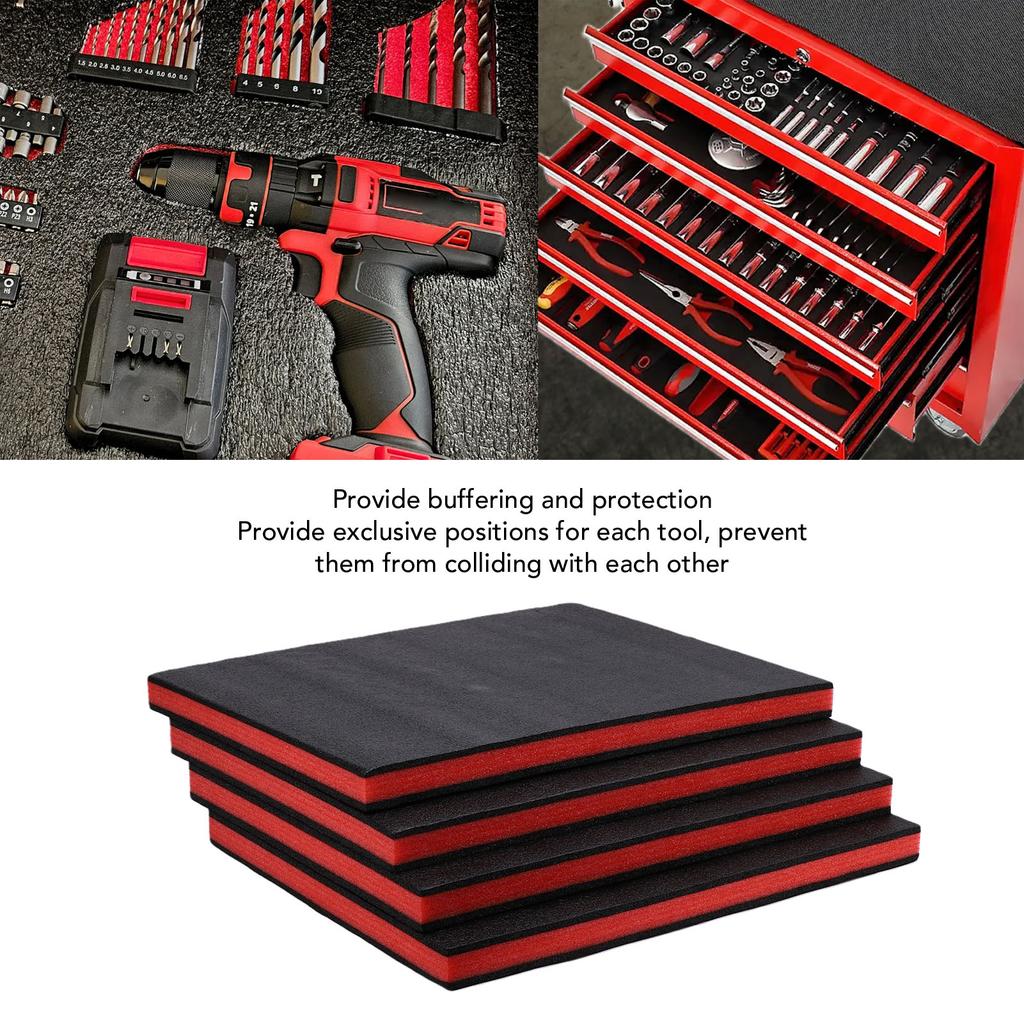 4pcs Tool Box Foam Inserts 19.69x15.75x1.38in Cuttable Toolbox Polyethylene Foam Sheet for Toolbox Hard Case Toolbox Drawer
