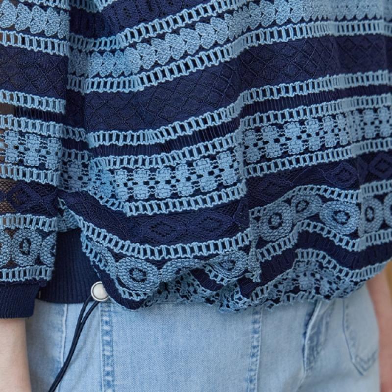 MAXZA EThnic STripe Lace Blouse T shirT ze06qT602na