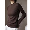 Spring new versatile small stand-up neck threaded slim and thin long-sleeved T-shirt women's niche inner top