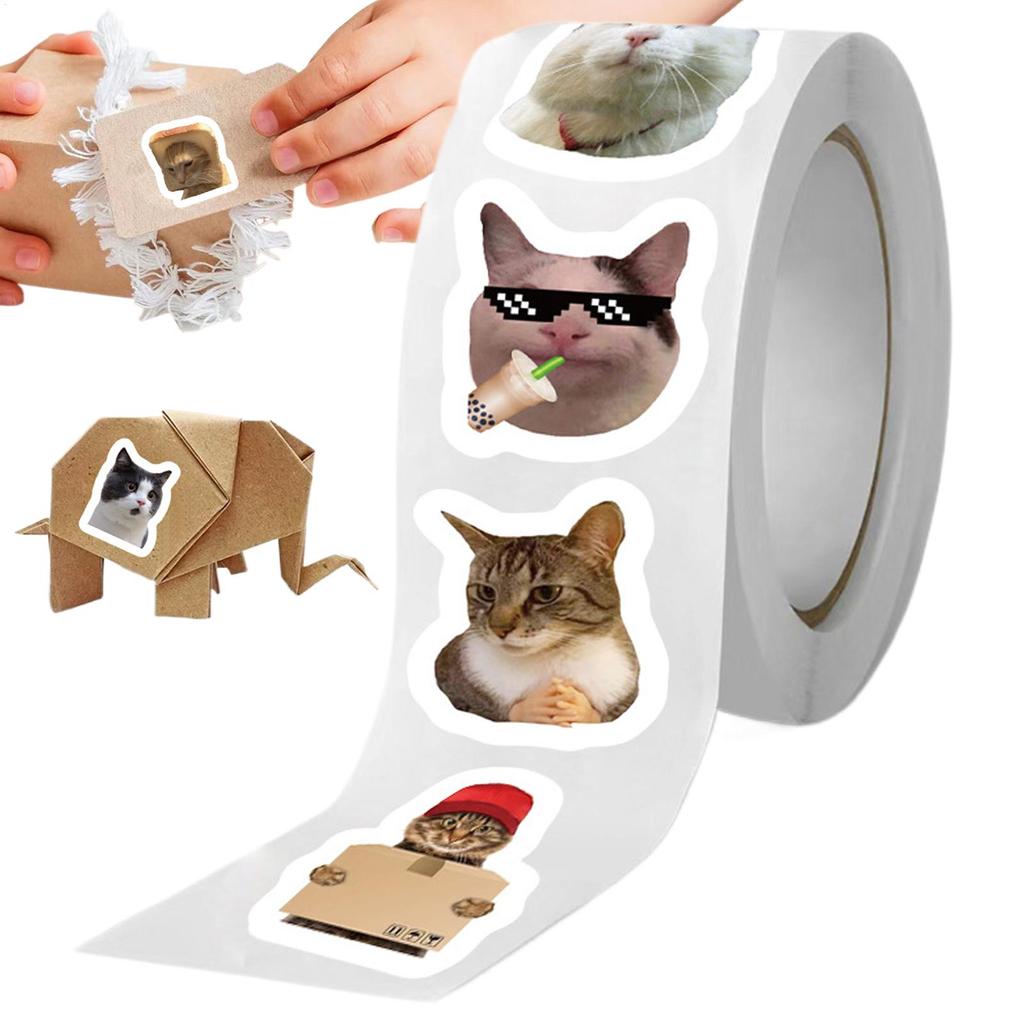 500Pcs Funny Stickers for Kids Cat Cartoon Roll Stickers for Children Animal Packaging Stickers Photocard Decor Pack Lables