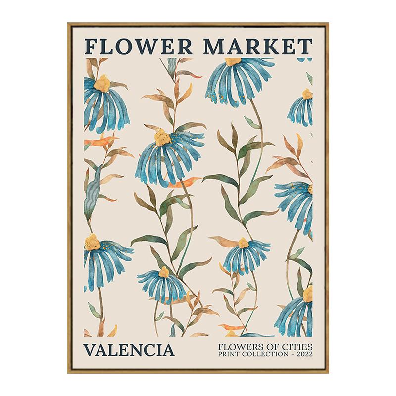 

Винтажный цветочный рынок Парижский плакат Эстетические растения Абстракция Скандинавское настенное искусство Печать на холсте Картины Украшения для дома 40x60cm No Framed