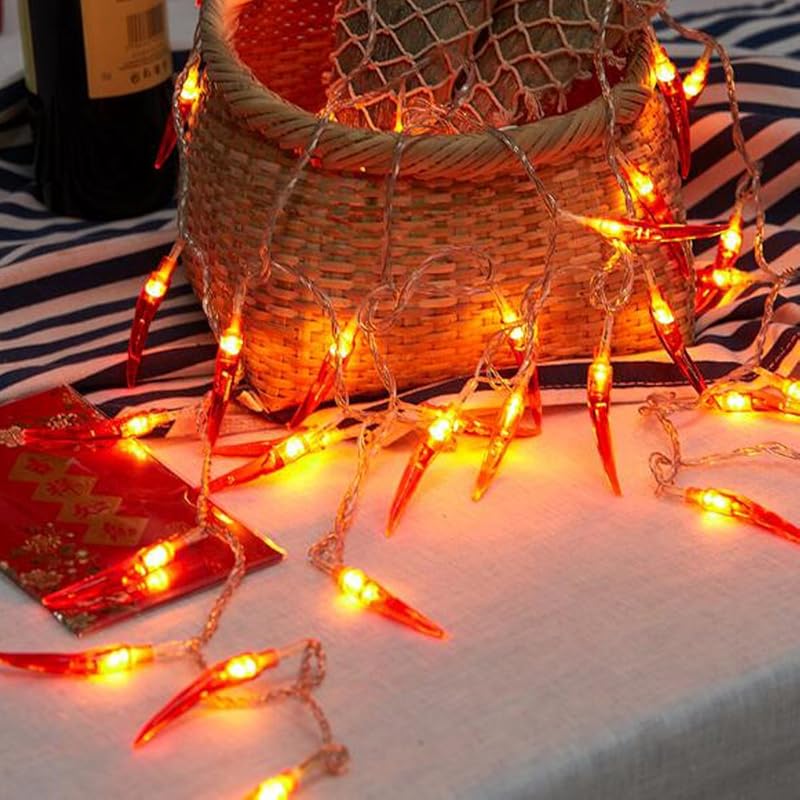 Red Chili String Lights,10ft 20 LED Chili String Lights Battery Operated Fairy Lights for Wedding, Chinese New Year,Spring Festival,Party 10ft 20 led