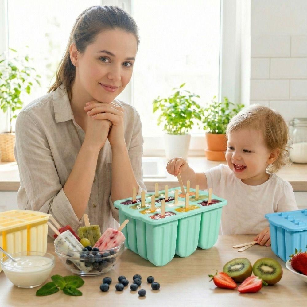 Non-Stick Ice Cream Trays 12 Grids Ice Lolly Mold Practical Ice Candy Mold  Homemade Ice Cream