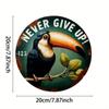 Vintage Round Metal Wall Art Sign with Bird Motivational Quote Home Decor