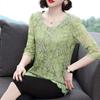 Lace 3/4 Sleeve Plus Size Women's Top Autumn T-shirt Versatile Belly Covering Westernized Shirt