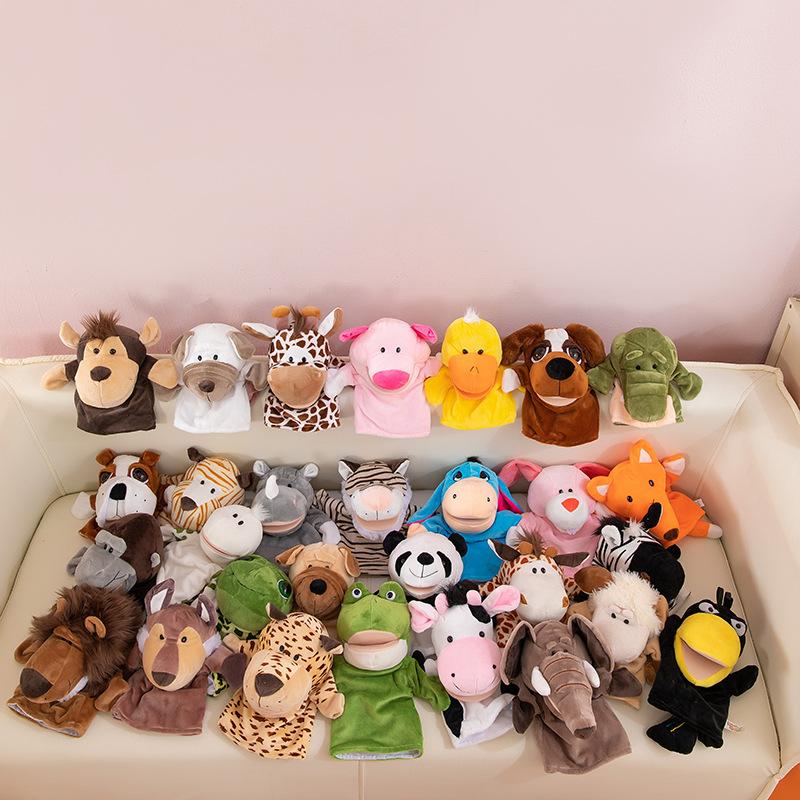 non-toxic Stuffed Plush Animals Toys Hand Finger Story Puppet cute Dolls Educational Baby Toys Lion Elephant Bunny Monkey Children Gifts