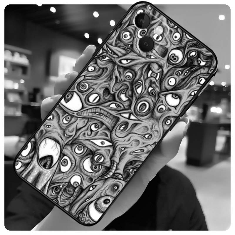 Scary Face Eyes Case For iPhone 16 Pro Max 14 13 12 11 15 17 Pro Max Mini 15 16 Plus 16e 17 Air Phone Cover