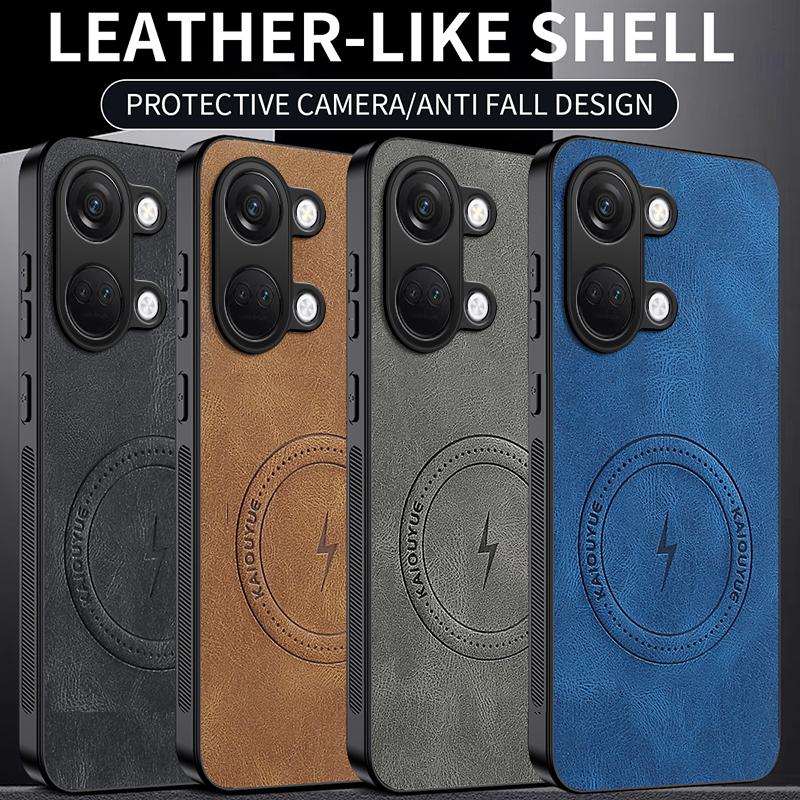 Coque Magnétique à Texture Cuir avec Recharge sans Fil pour OnePlus Nord 3 Nord3 5G Coque de Téléphone antichoc