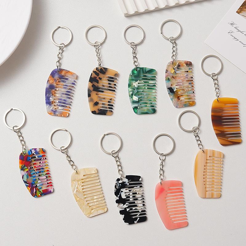 Loe| Acetate Mini Comb Keychain Women Bag Pendant Key Ring Cute Things Cheap Gift For Best Friends