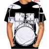 Fashionable Jazz Drum 3D Printed T-shirt Funny DJ Rock Short Sleeve Top Summer Casual Fashion Music Style Round Neck Clothing