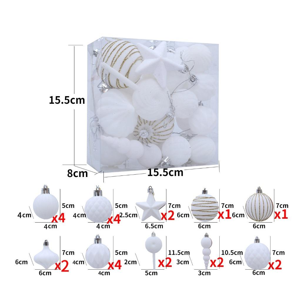 24PCS Flocking Christmas Balls Pendant Plastics Xmas Tree Hanging Christmas Home Decoration