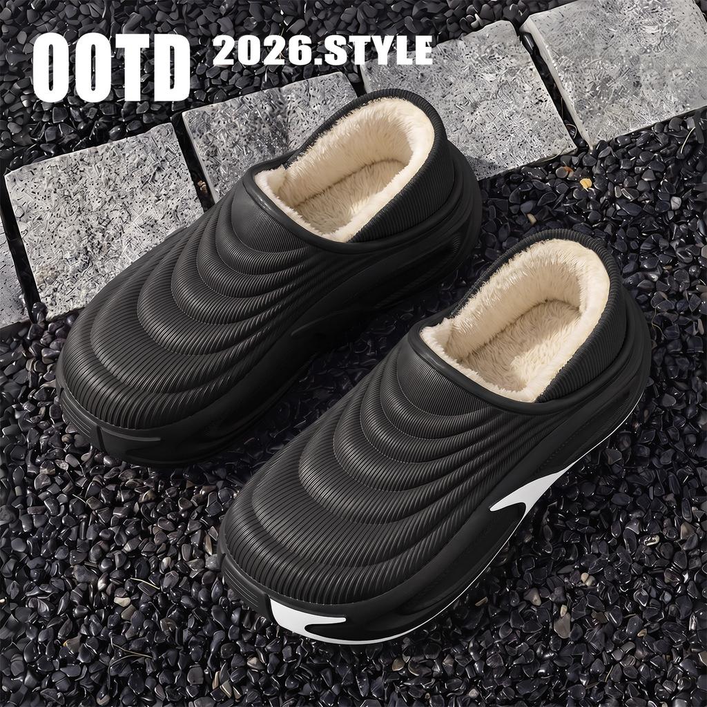 Waterproof cotton slippers men's EVA thick-soled velvet non-slip and wear-resistant indoor home and outdoor wear integrated molding warm cotton shoes