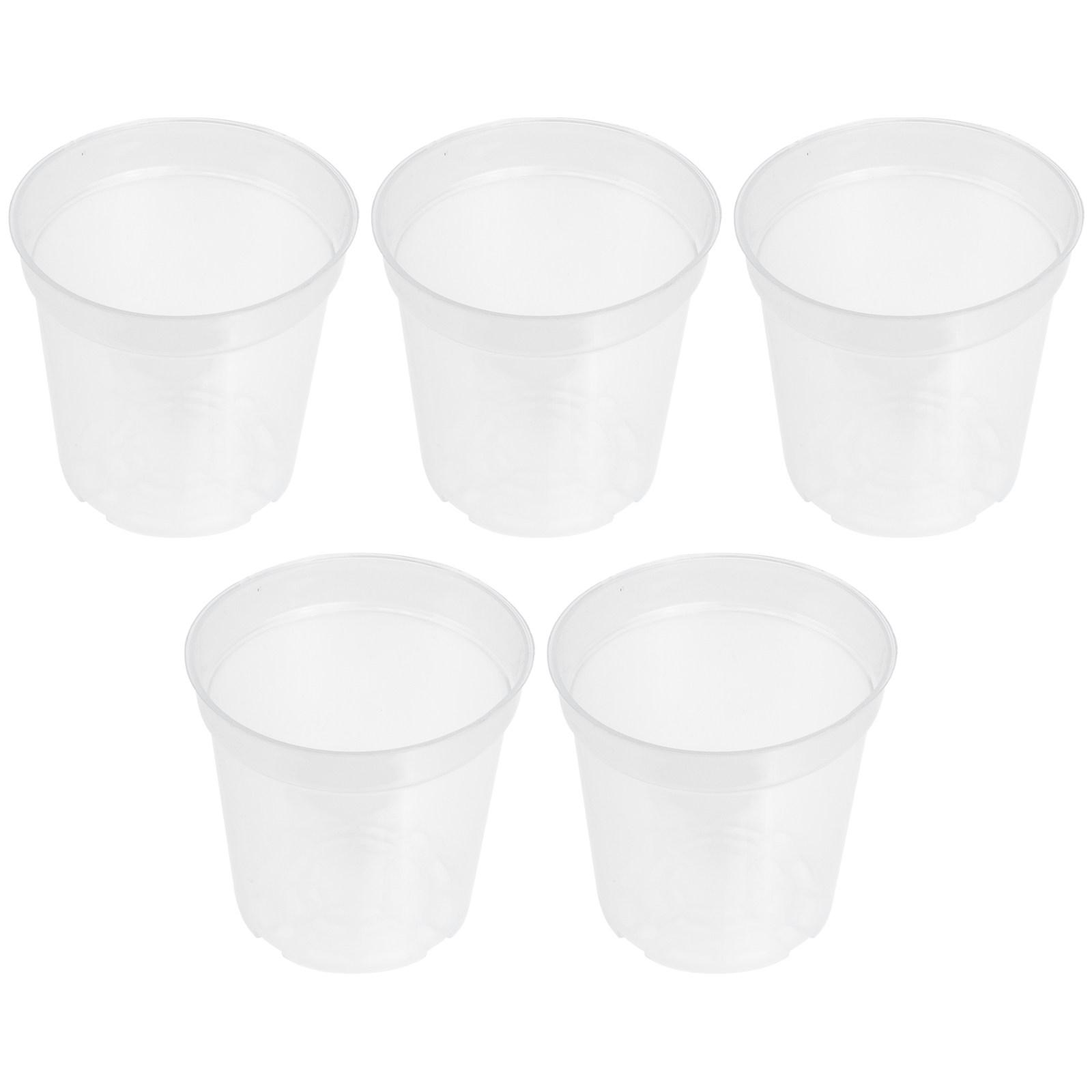 5Pcs Clear Plastic Plant Nursery Cups Transparent Flower Pots for Orchid Seed Starting Vegetable Flowers Clonal Propagation 10x9cm
