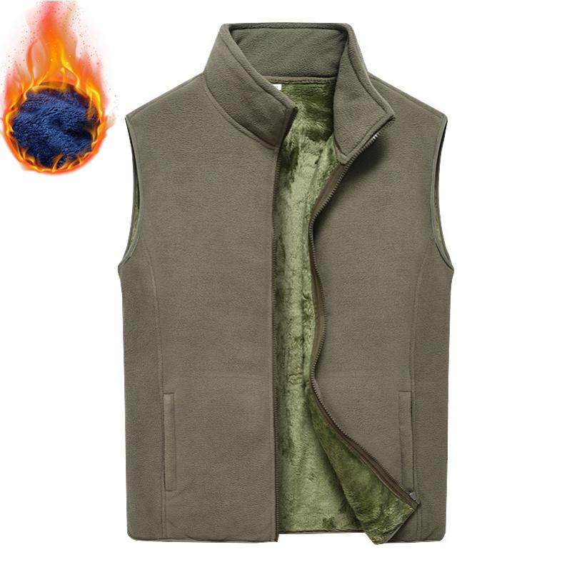 Autumn and Winter Polar Fleece Vest Men's Windproof and Warm Plus Velvet Thickened Vest Jacket Large Size Stand-up Collar Fashion Casual