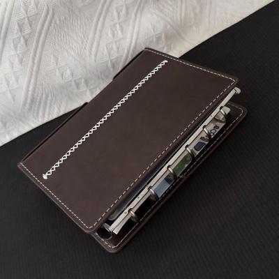 Portable Retro Brown Loose-leaf Notebook A7 DIY Scrapbook Travel Journal PU Leather Notepad Student Use