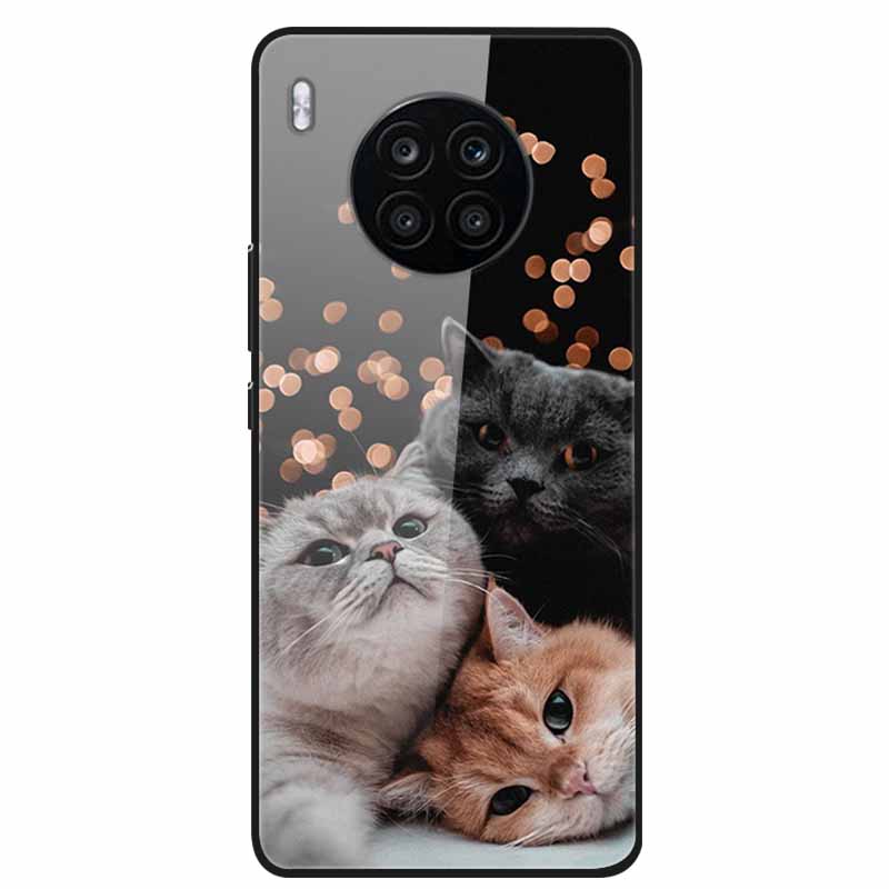 Tempered Glass Cases For Honor 50 Lite Covers Protective Fashion Hard Back Cover for Huawei Honor 50 Lite Phone Cases 50Lite Bag