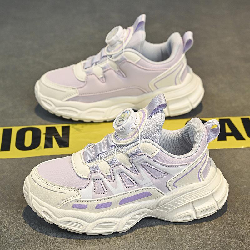 Girls dad shoes children's knob buttons girls pink running shoes 2025 spring and summer new middle and older children's sports shoes