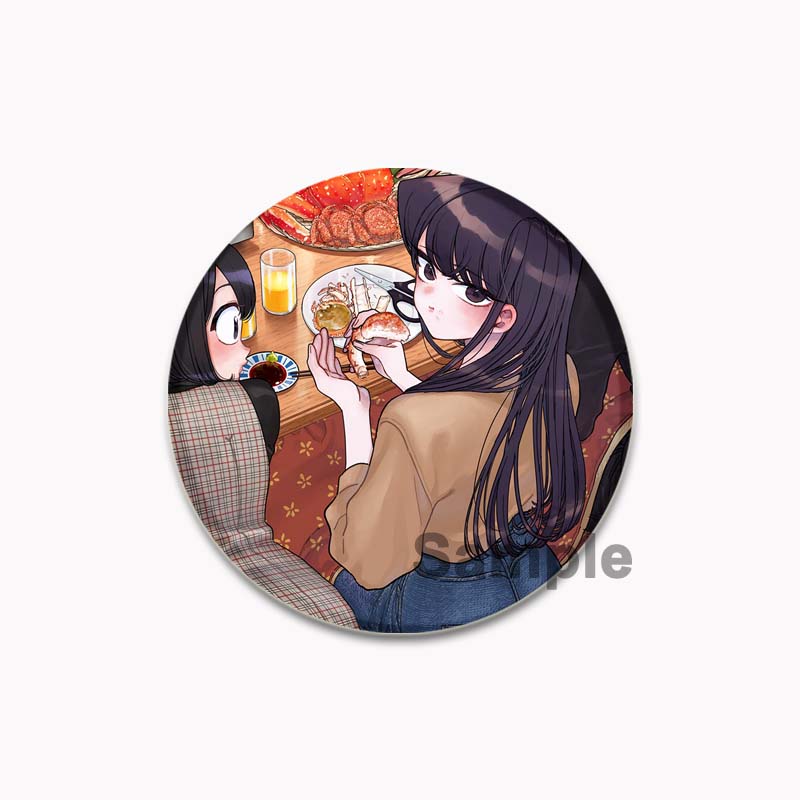 32/44/58mm Komi Cant Communicate Round Pin Cute Girl Cartoon Snap-in Brooches for Backpack Cothes Accessories Anime Collection Badge