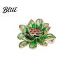 Meaningful Gift Accessory Chinese Style Enamel Brooch Sparkling Rhinestones Flower