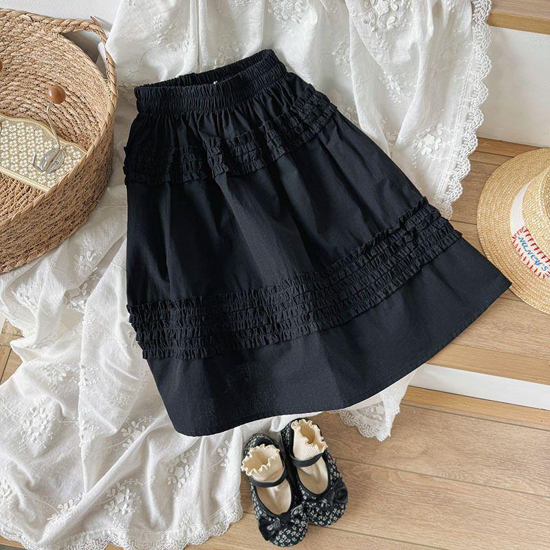 Girls' Korean-Style Retro Cotton Skirt 2025 Spring and Summer Fashionable Skirt Kidsren's Casual Versatile Princess