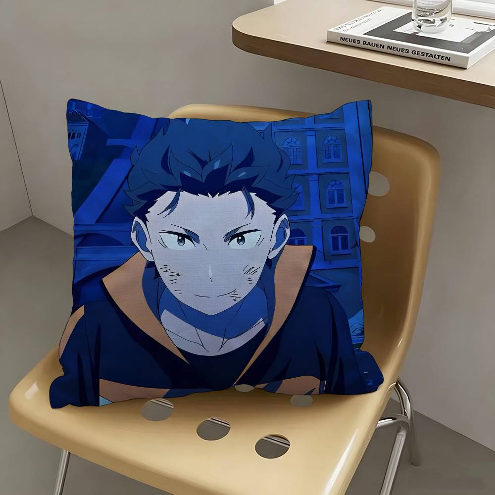 1pc Anime Cartoon S-ubaru N-atsuki Pillow Case Fashion Square Pillowcase Bedroom Sofa Room Ins Decoration Leisure