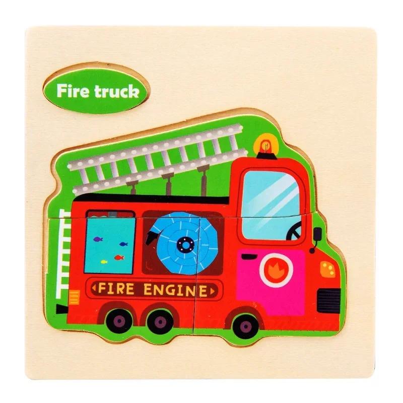 Baby Montessori Toys 3d Wooden Puzzle Cartoon Animal Traffic Jigsaw Puzzle Early Learning Educational Toys for Children Gift