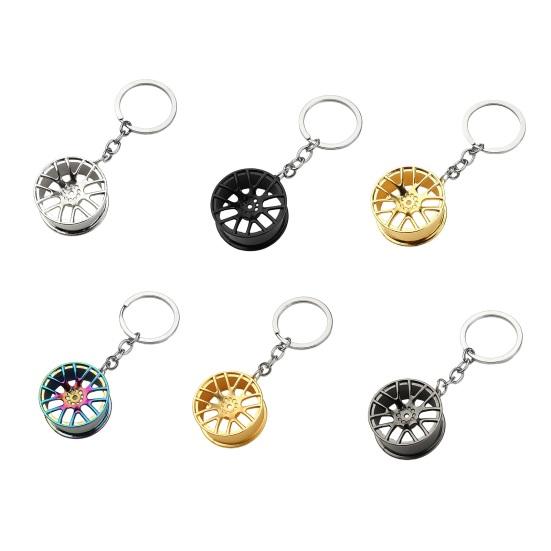 Tire Keychain Pendant Lightweight Metal Keychain Portable Creative Wheel Hub Design