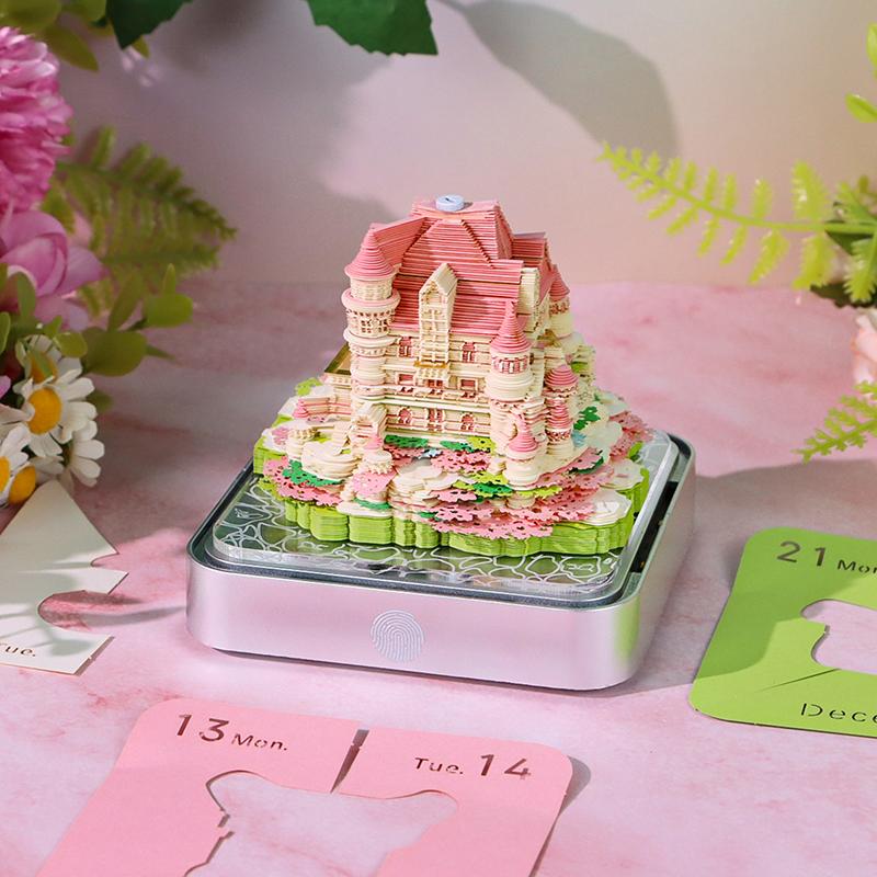Time Piece Calendar 2026 Desk Calendar With Led Light 3D Tear-Away Calendar Paper Carving Art Memo Pad Notepad Gift Christmas