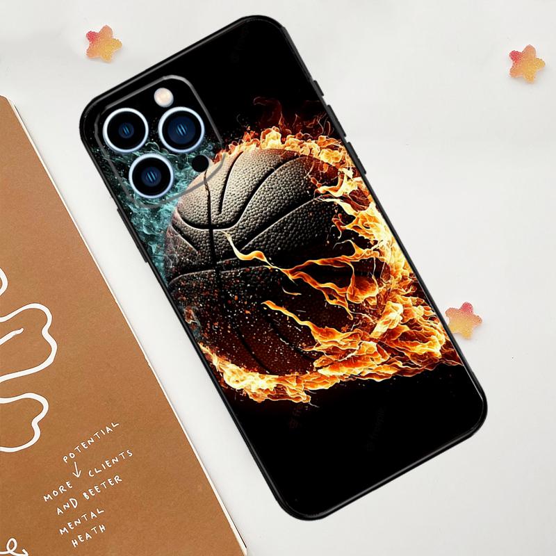 Basketball On Fire Phone Case For iPhone 17 Pro Max 14 13 12 11 15 16 Pro Max mini 16 Plus 16e 17 Air Funda