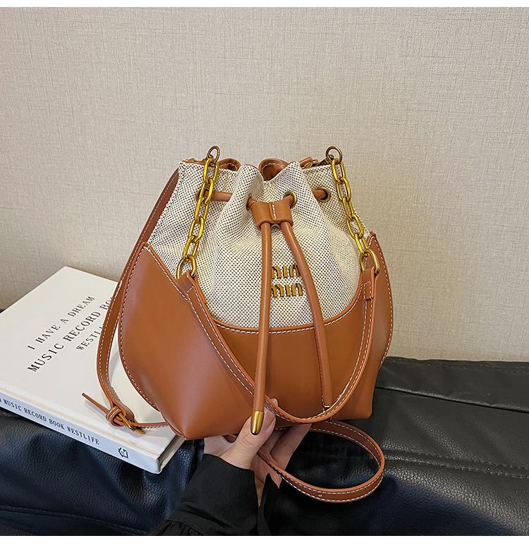 Niche Design Splicing Handbag Bag Women's New Fashion Trend Bucket Bag High-end Single Shoulder Messenger Bag