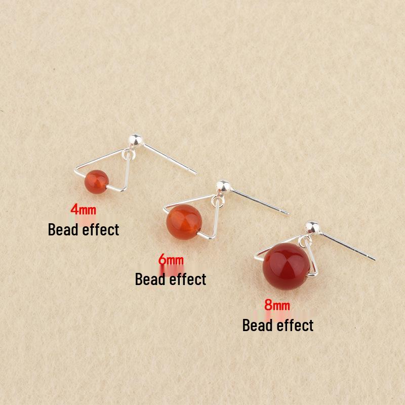 Tingxiang S925 Sterling Silver Geometric Triangle Beaded Earrings
