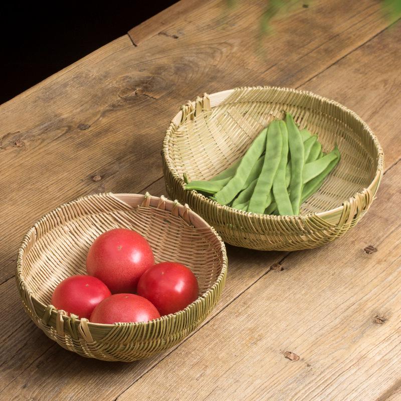 Multi-Purpose Bamboo Weaving Basket for Washing, Draining, and Storing Vegetables, Fruits, Rice, and Steamed Buns