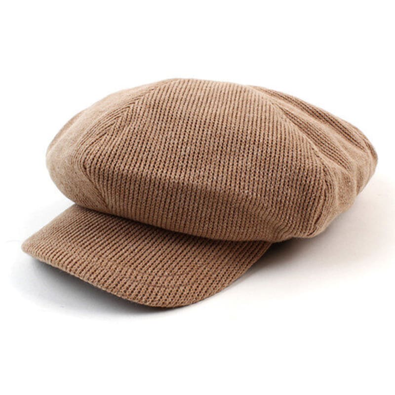 Universal Chemistry Knit Beige Newsboy Cap