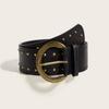 Rivet Leather Punkinspired Belt With Double Row Stitching Urban Style Outfits