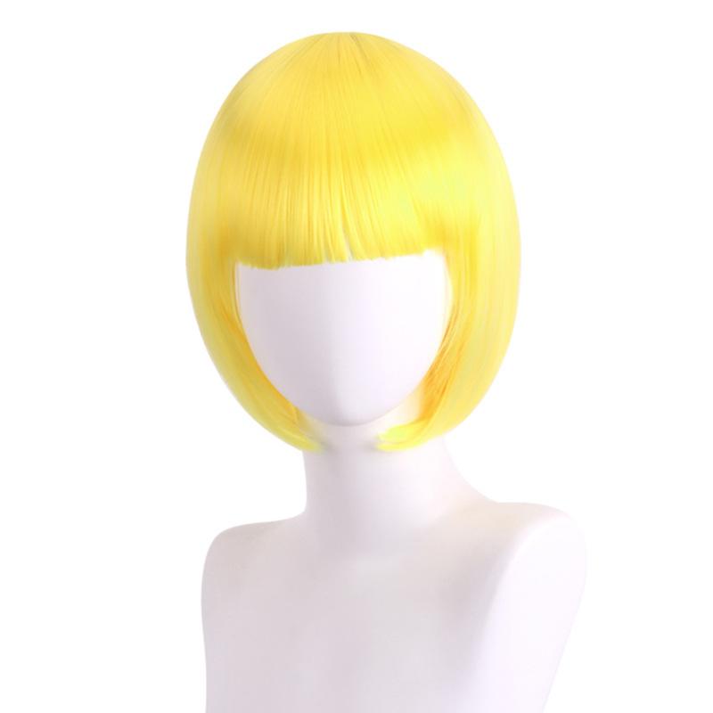 Perruque synthétique Bob courte avec frange pour femme, cheveux naturels, blonds ombrés, roses, Cosplay, fête Lolita, résistants à la chaleur, Halloween