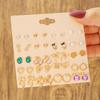 European and American style gold star stud earrings set combination women's heart-shaped light luxury high-end earrings