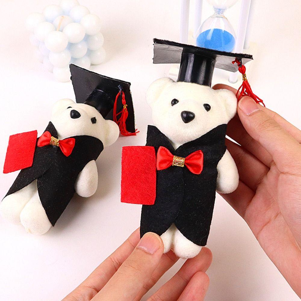 10 pcs/set Graduation Season Mini Bear Flower Bouquet Bachelor Bear Plush Toy  School Graduate Gifts