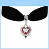 Black Velvet Heartshaped Necklace Alloy Pendant For Women Summer Fashion Accessory